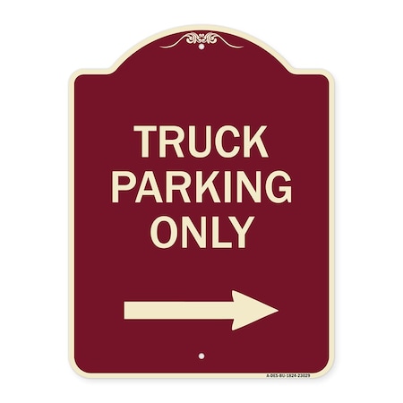Signmission Reserved Parking Truck Parking W/ Right Arrow Heavy-Gauge Aluminum Sign, 24" x 18", BU-1824-23029 A-DES-BU-1824-23029